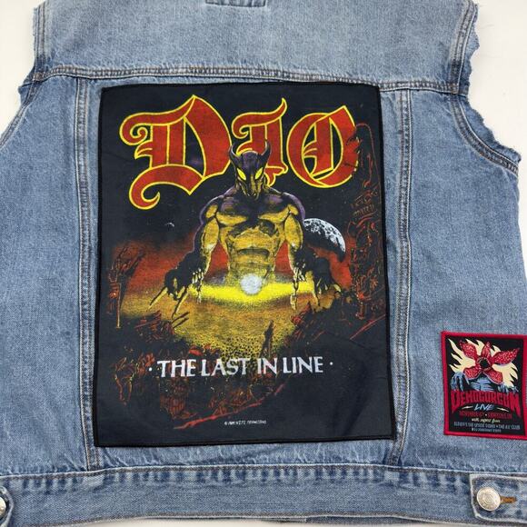 Forever 21 Upcycled Dio Demogorgon Patch Denim Oversized Vest Women's Size L - Picture 1 of 7